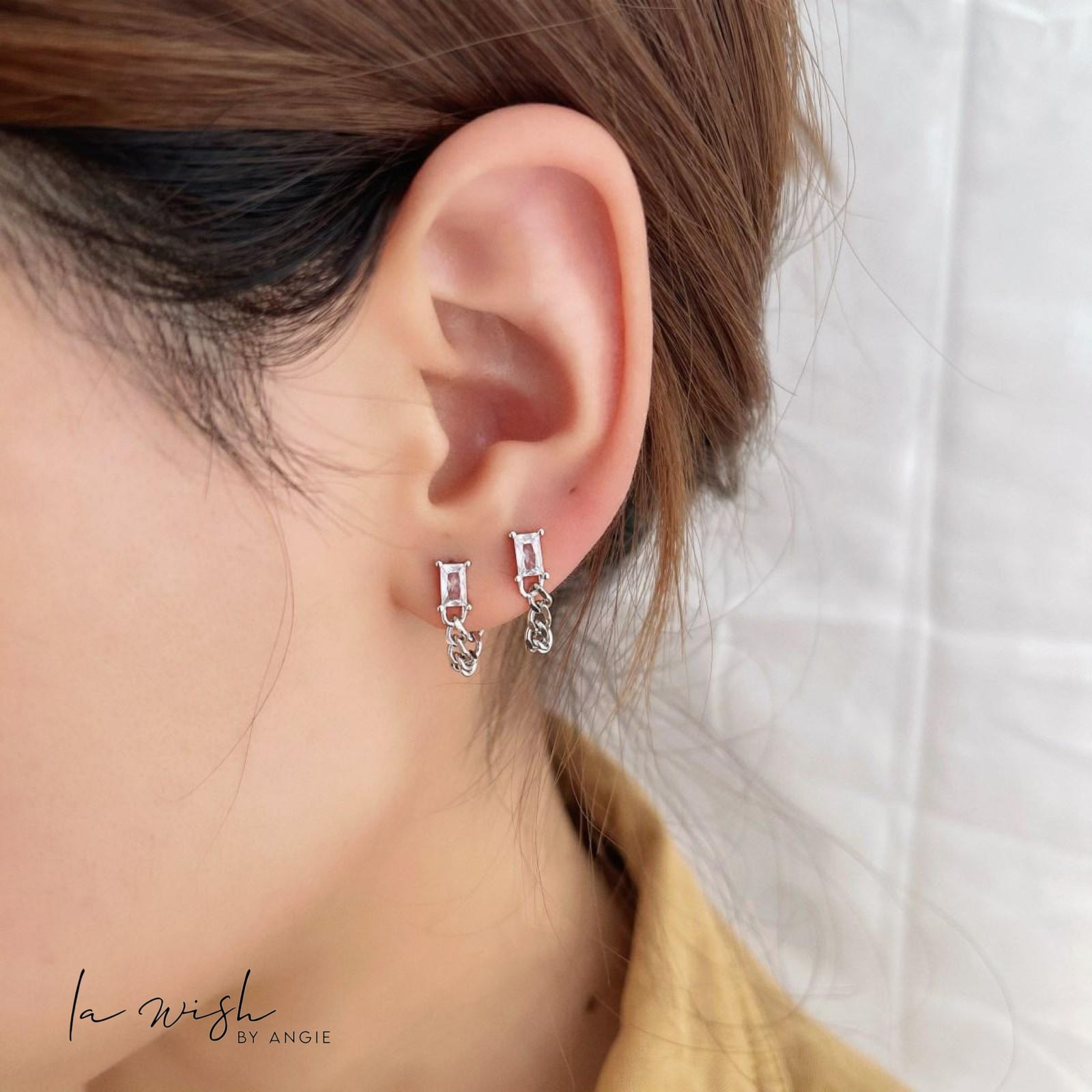 La Wish By Angie Swirl Chain Earrings