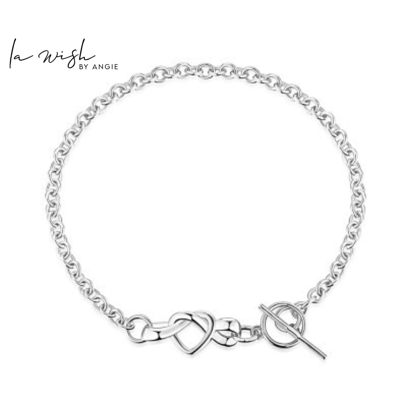 La Wish By Angie Linked Hearts Silver Bracelet