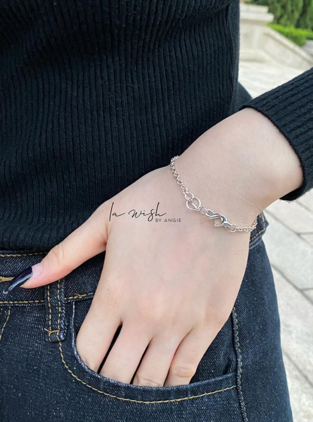 La Wish By Angie Linked Hearts Silver Bracelet
