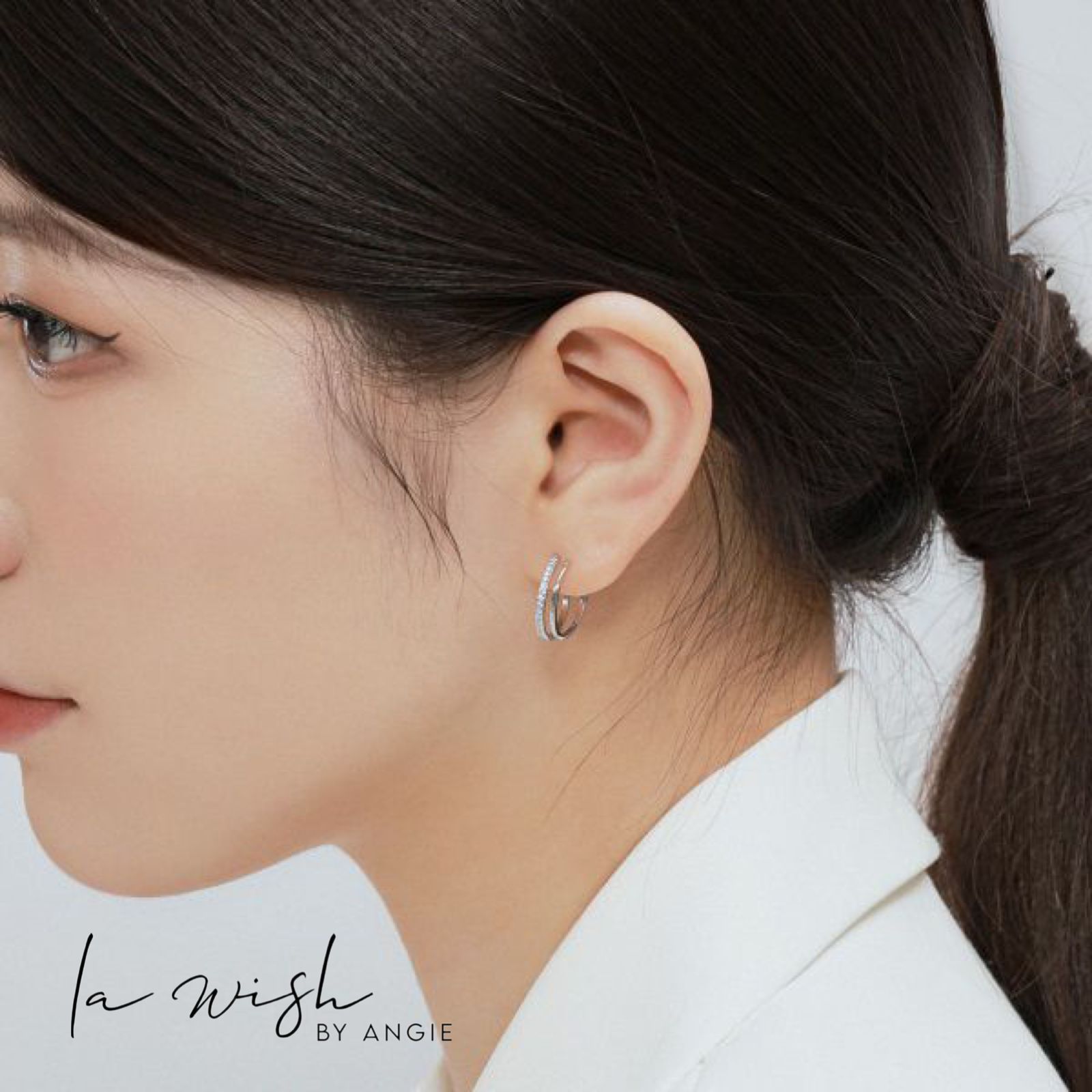 La Wish By Angie Open Huggie Hoop Earrings