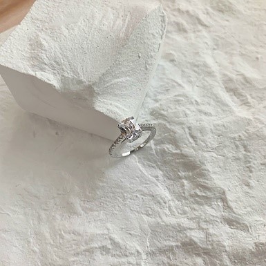 La Wish By Angie Solitaire Pave CZ Diamond Ring