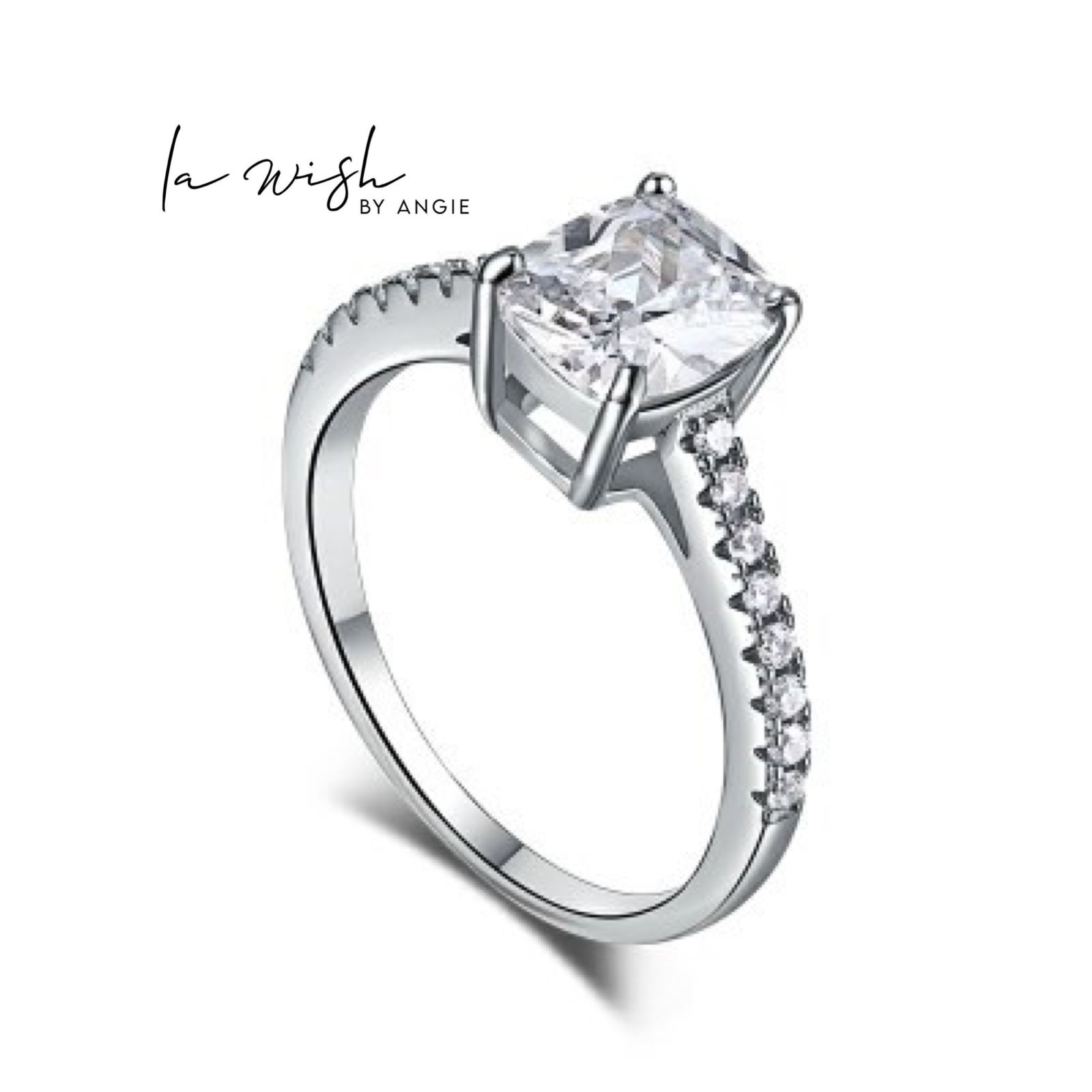 La Wish By Angie Solitaire Pave CZ Diamond Ring