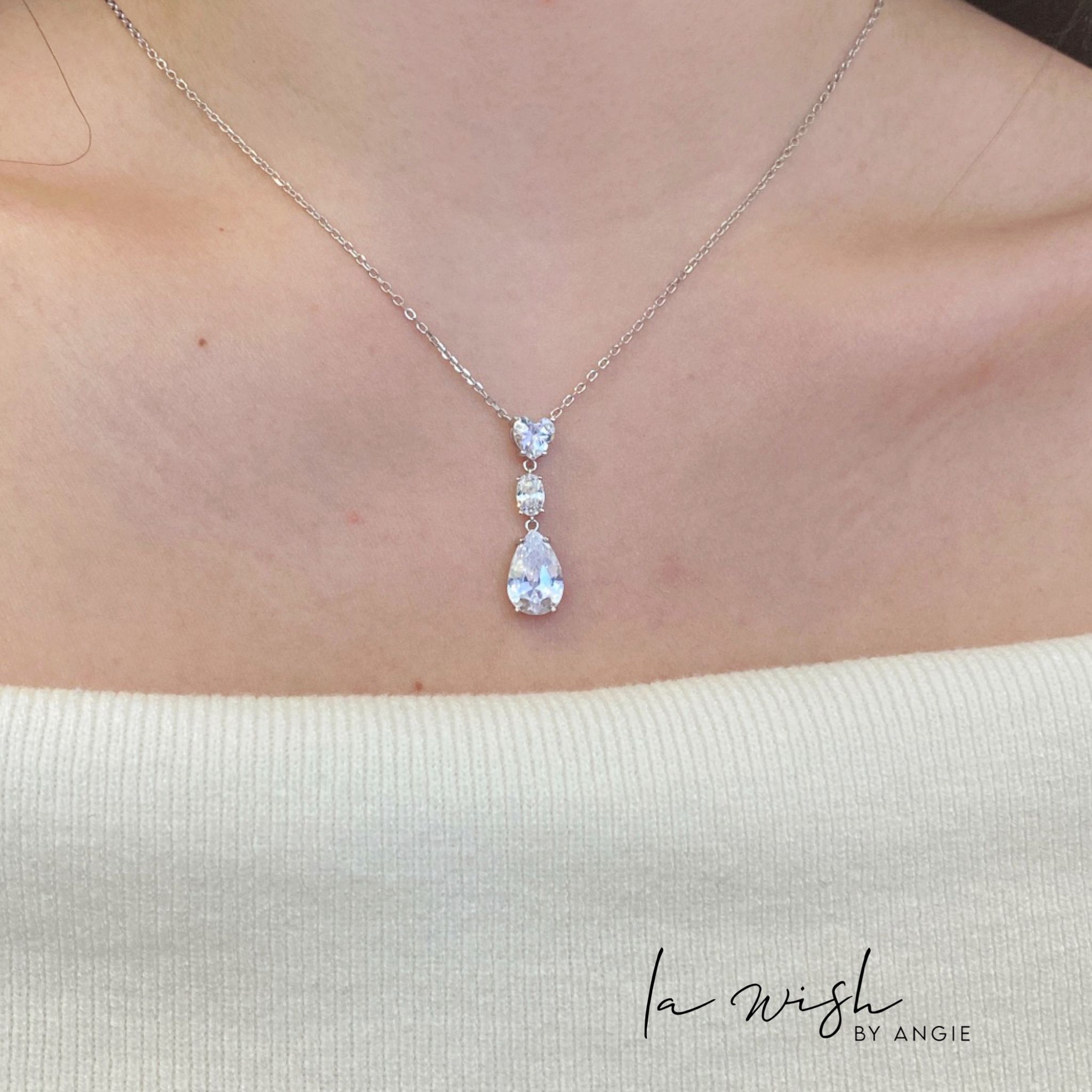 La Wish By Angie Glam Drop Pendant Necklace