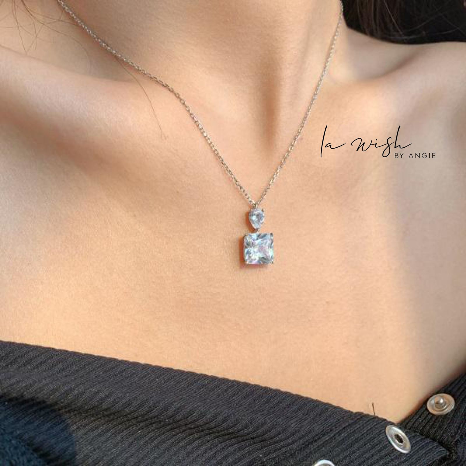 La Wish By Angie Modern Square Necklace