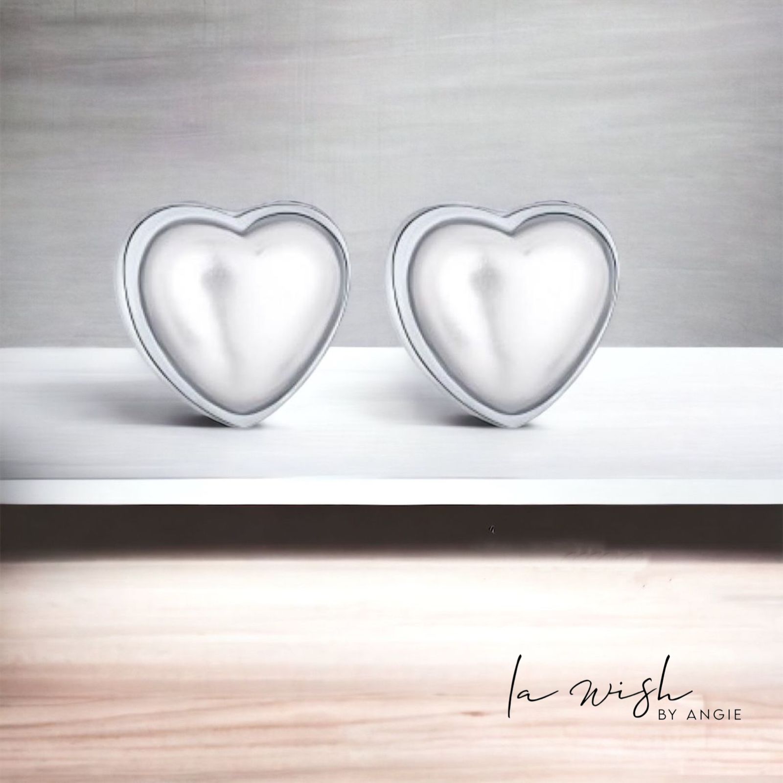 La Wish By Angie Gleaming Hearts Silver Earrings