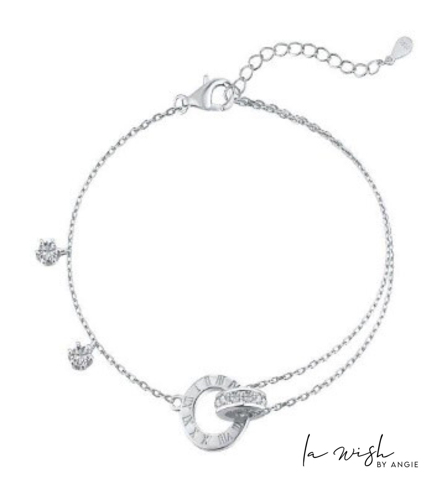 La Wish By Angie Double Ring Roman Numeral Bracelet
