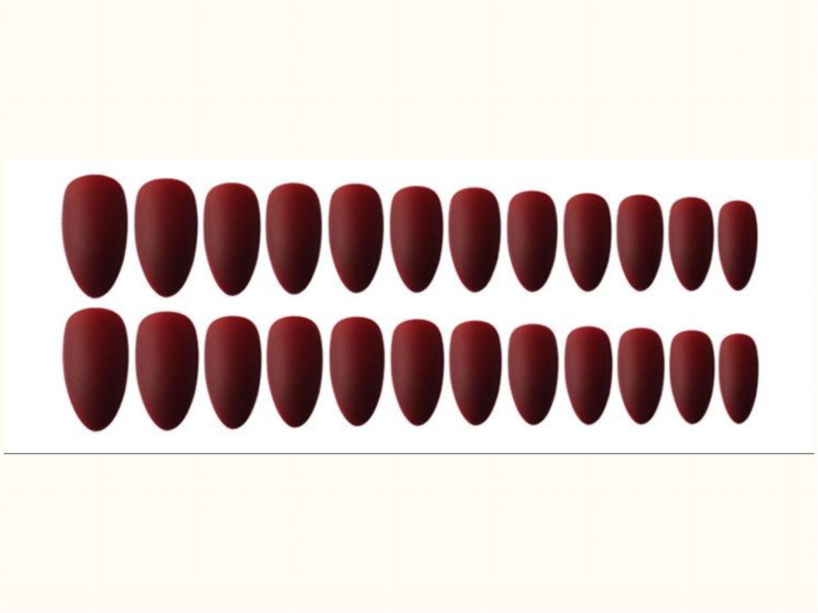 Matte Dark Wine Red Press On Nails