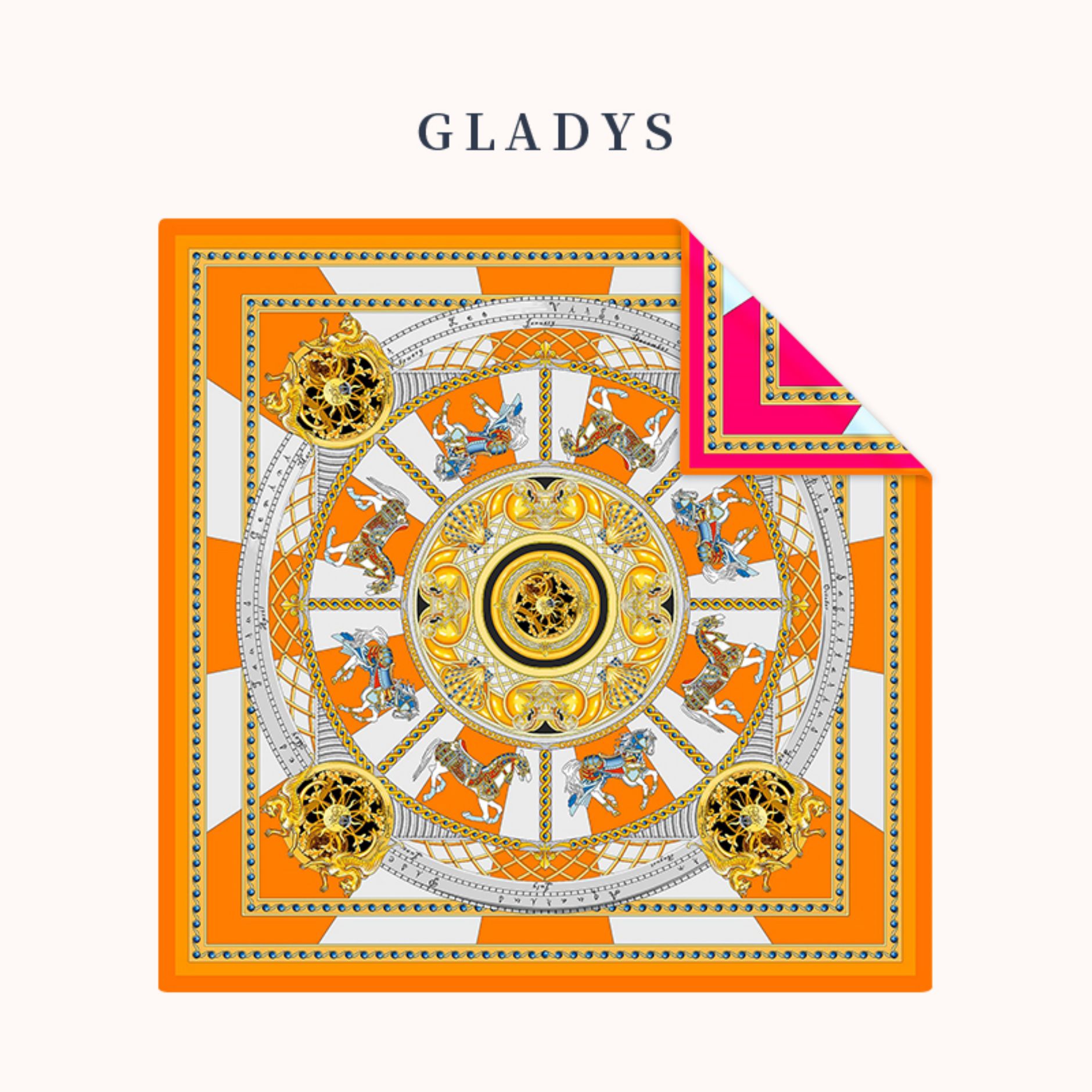 Luxurious Gladys Cloisonne Double-sided Heterochromatic Printed Silk Scarf for Women
