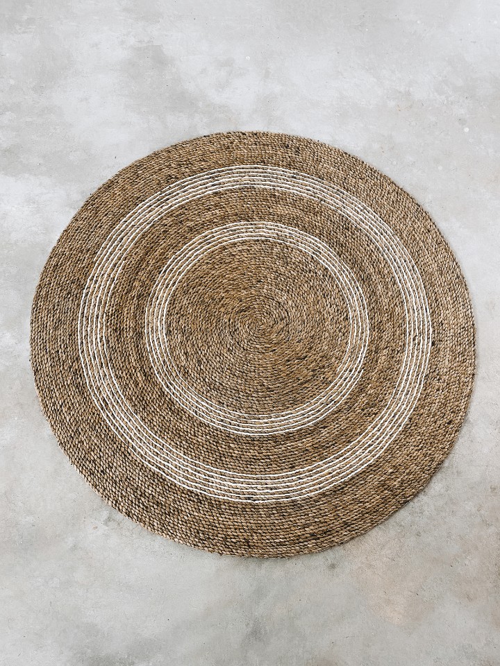 Round Jute Rug White InlineBooming Plus