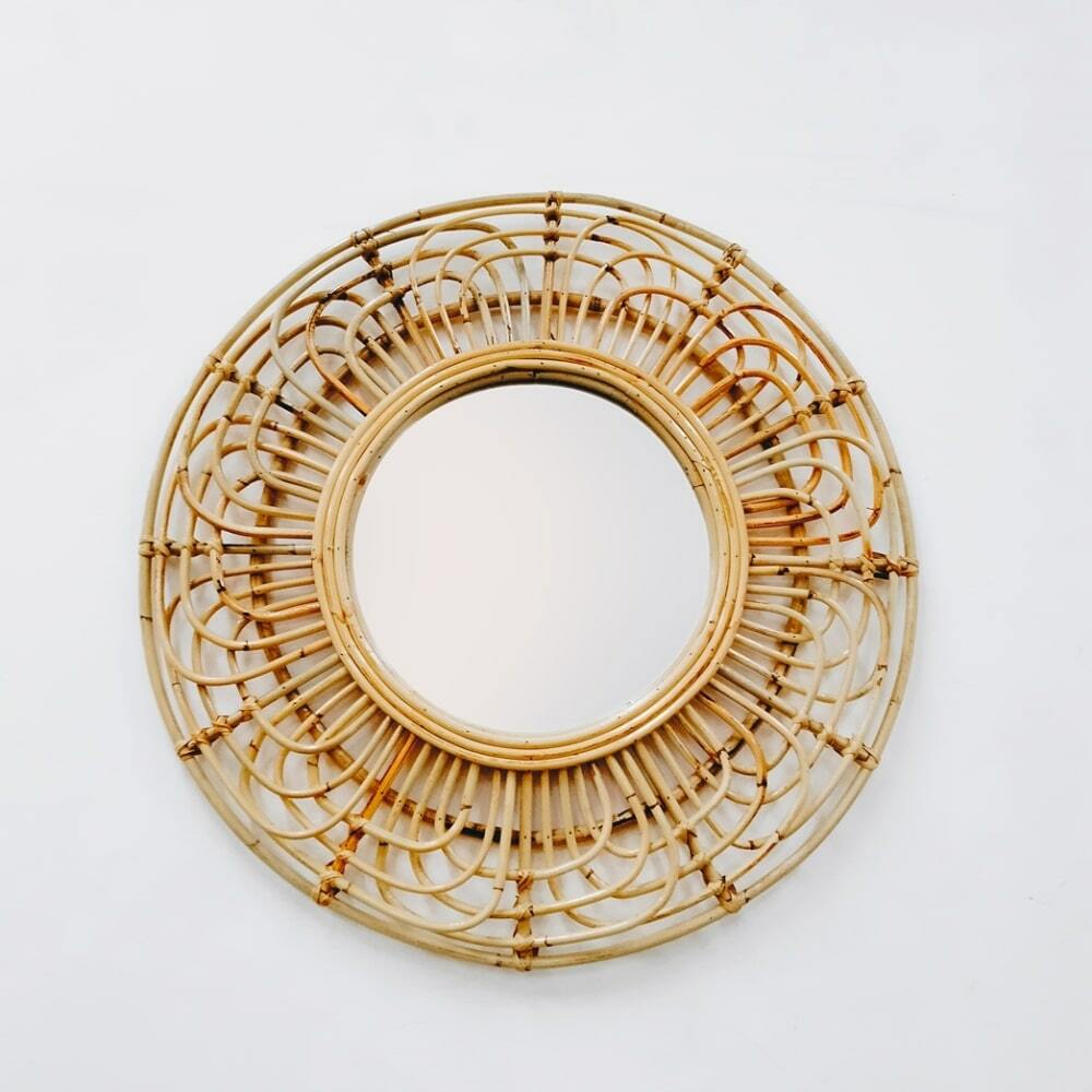 rattan wall mirror large