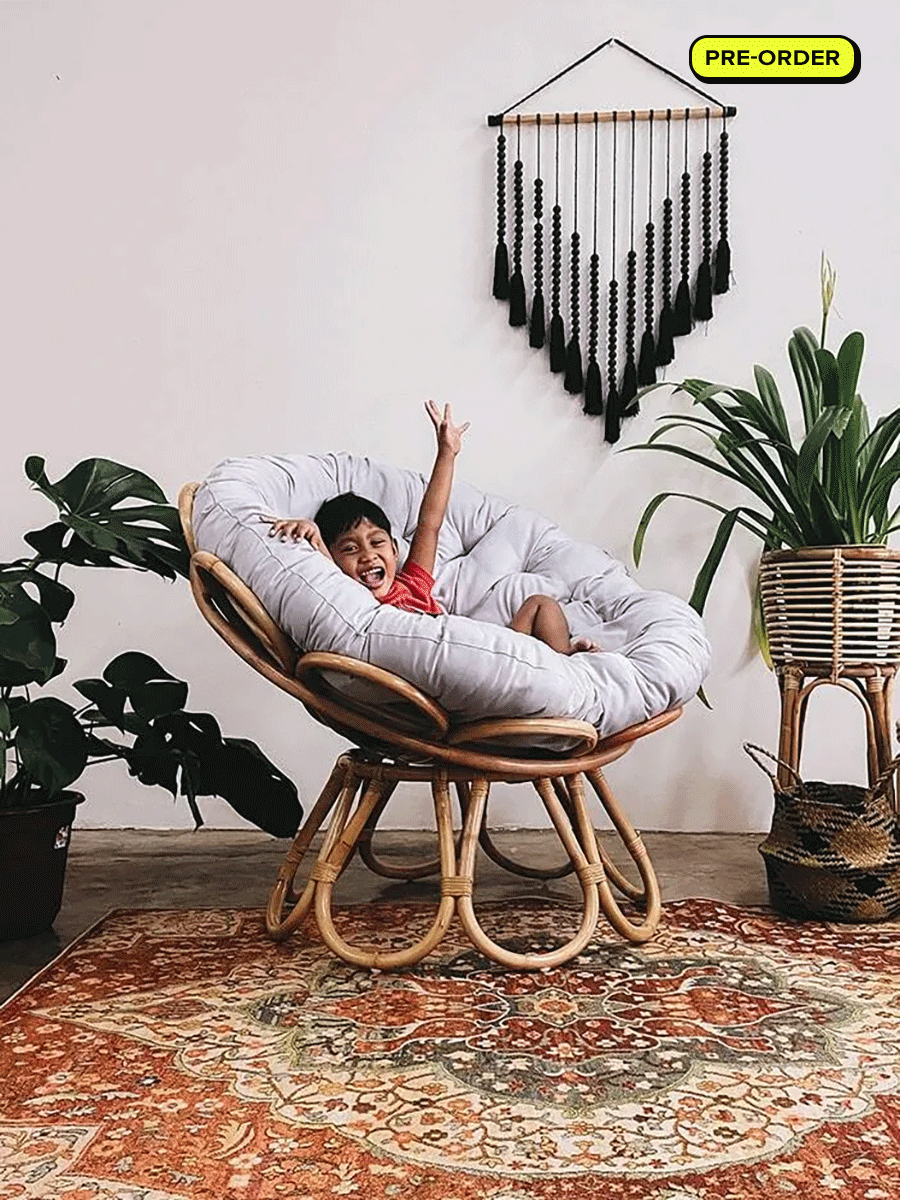 Floral Rattan Papasan Chair