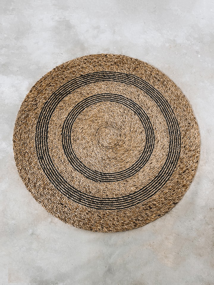 Round Jute Rug Black Inline