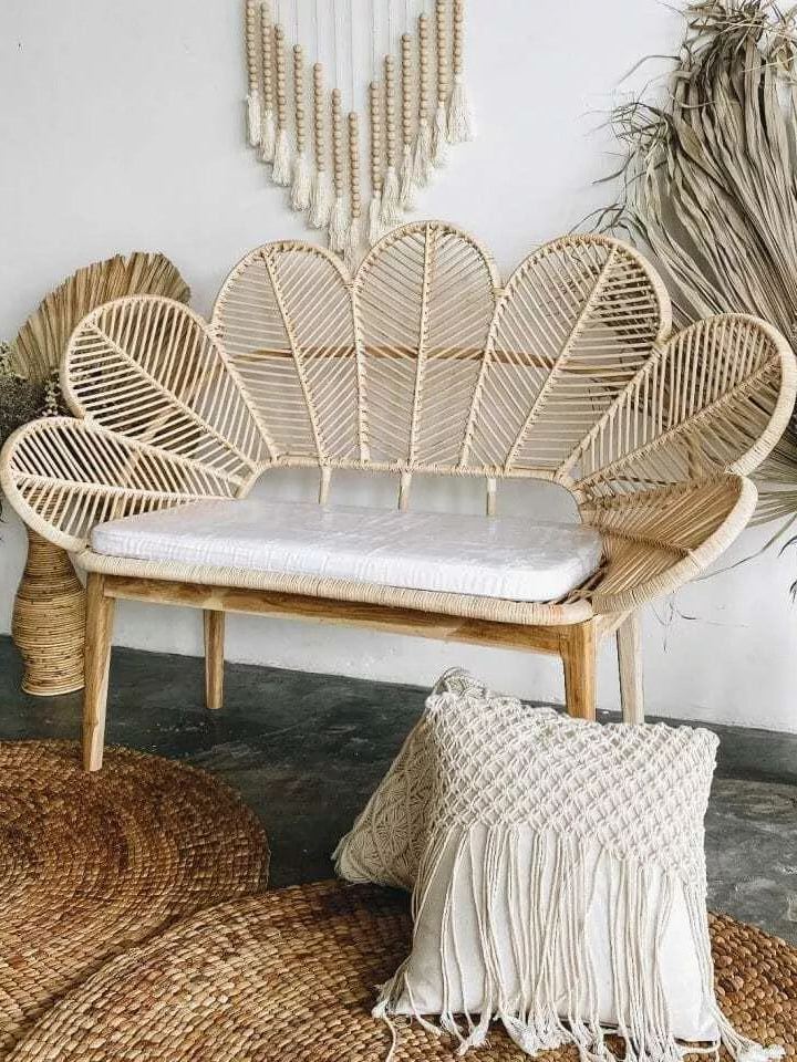 Afaf Flower Rattan Double Seater
