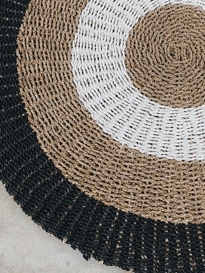 White Black Jute Rug