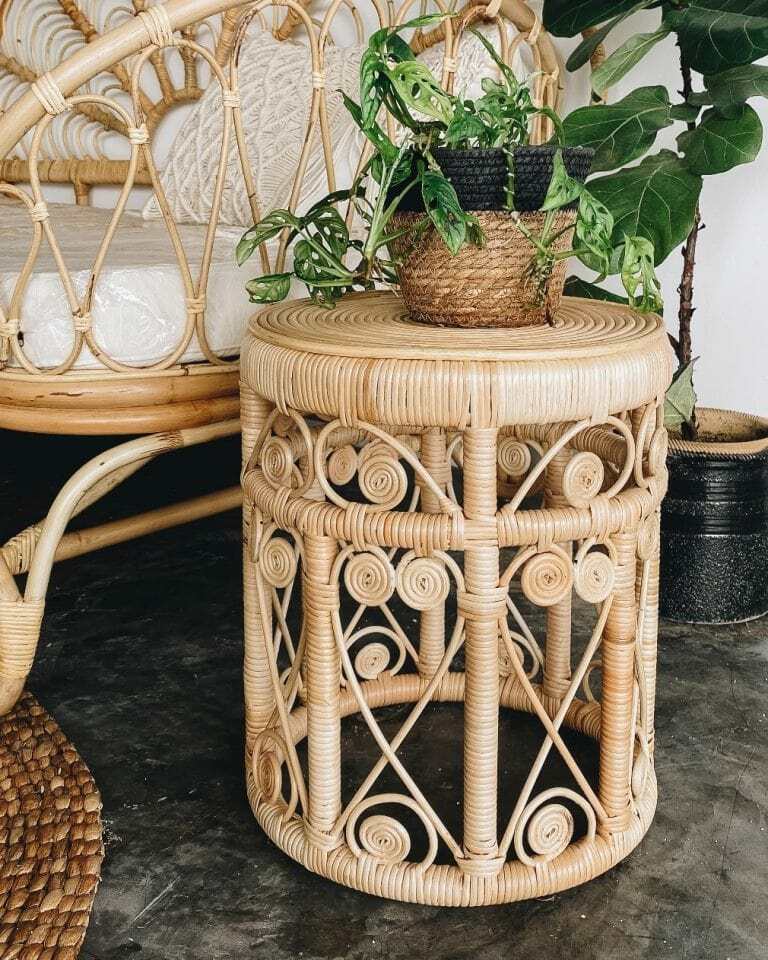 Rattan discount stool table