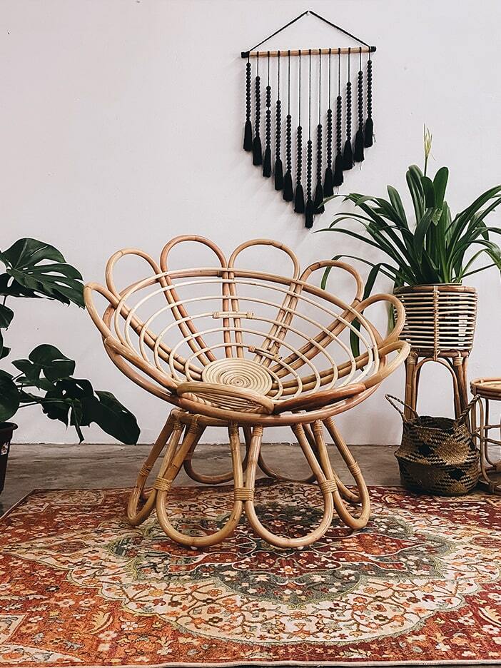 Floral Rattan Papasan Chair