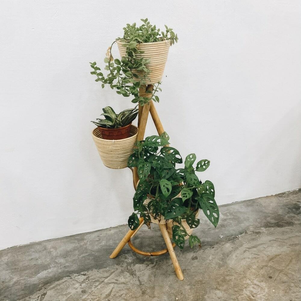 4 Tier Rattan Plant Pot - Booming Plus