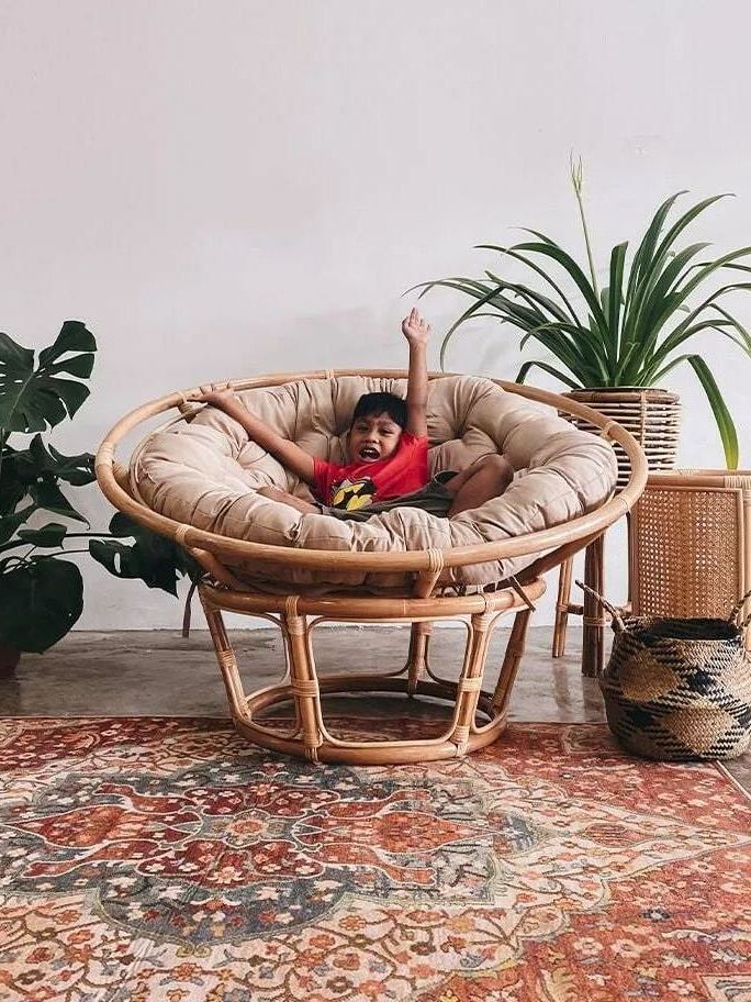 Round Rattan Papasan Chair