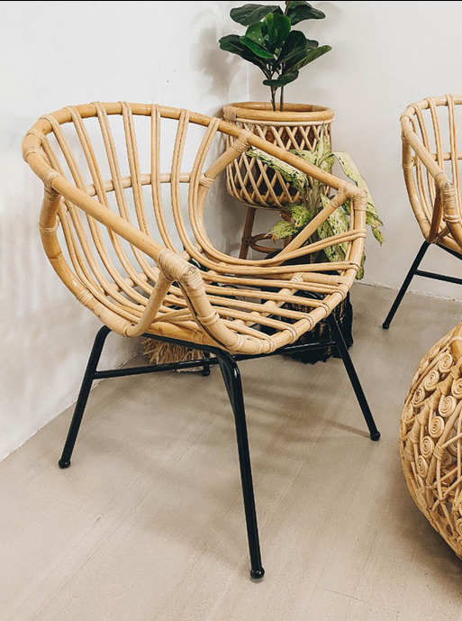 A Pair Of Moss Rattan Single Chair
