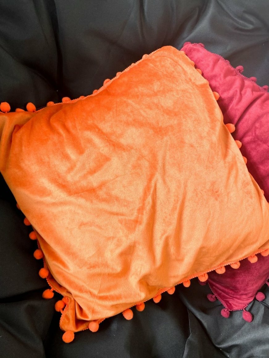 Pillow Cover Pompom Orange