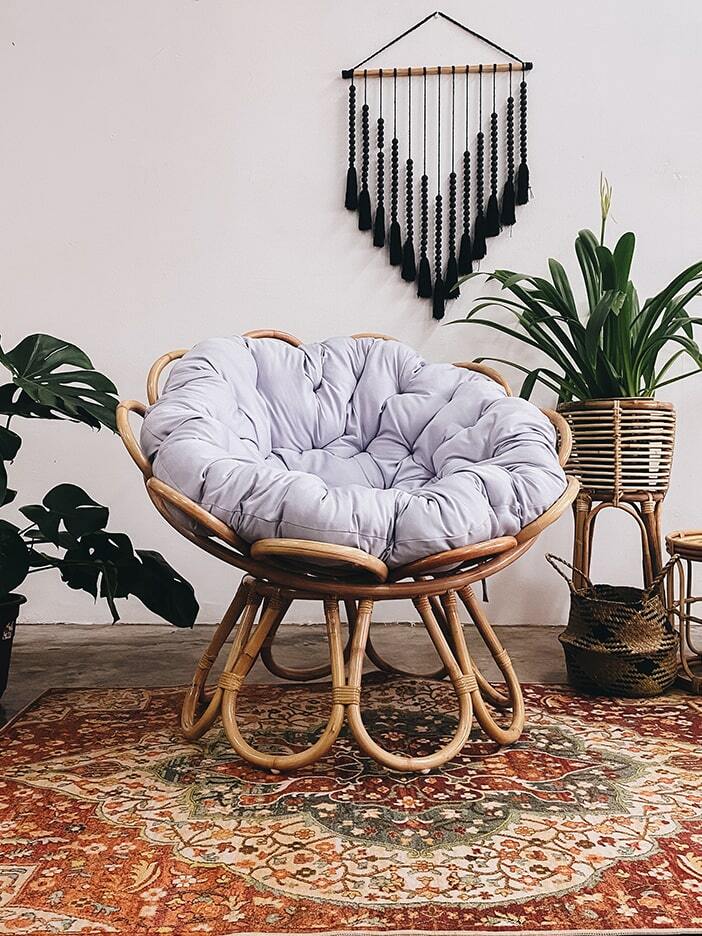 Floral Rattan Papasan Chair