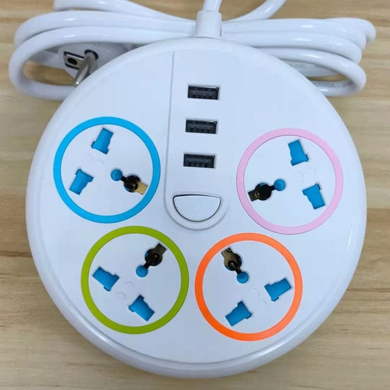 High Quality universal 3 4 5 6 gang extension cable wire plug socket with USB