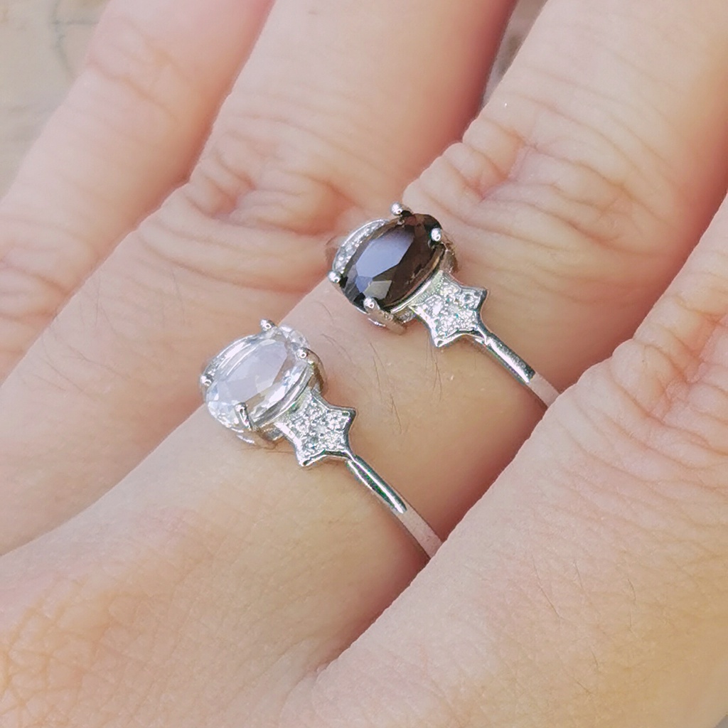 Smokey Quartz , Clear Quartz Ribbon / Star / Moon Rings