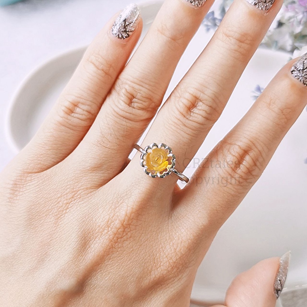 Labradorite Reindeer Bead, Golden Rutile Dove Bead, Citrine Rose Carving Bead Ring