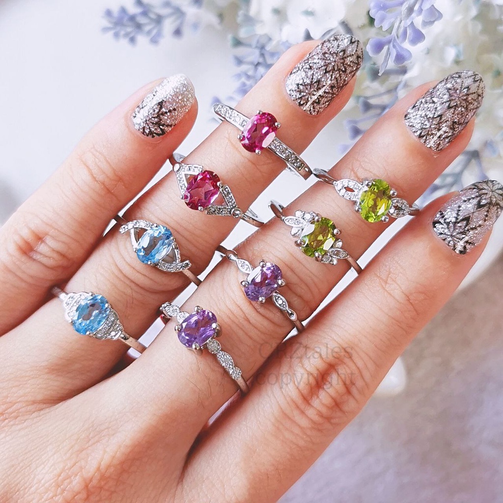 <<SG Seller>> CRZtales Pink Topaz, Blue Topaz, Peridot, Amethyst Rings #CRZRING
