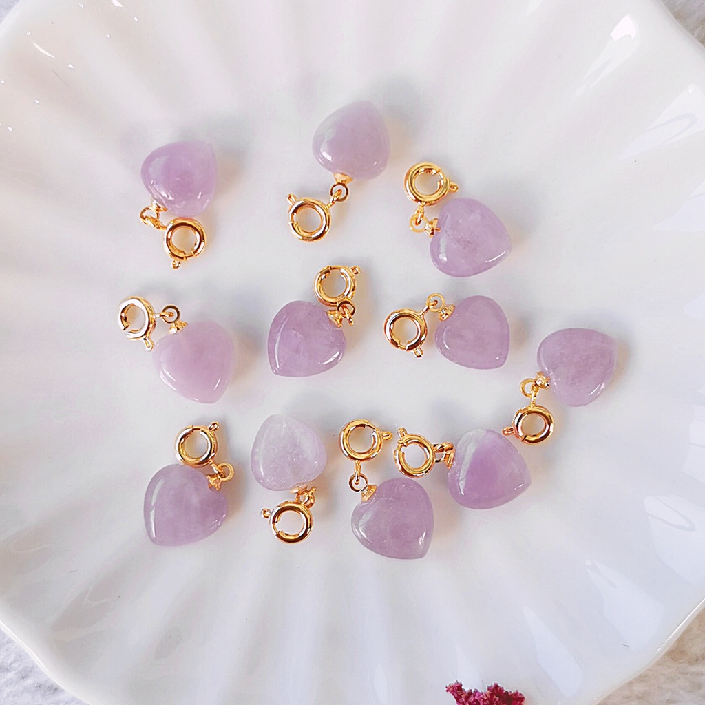 Rose Quartz, Lavender Rose Quartz, Kunzite and Faceted Clear Quartz Heart Charmies 