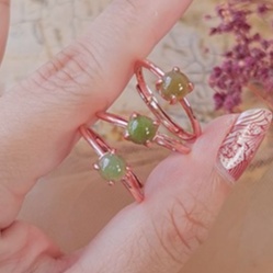 Moss Agate Droplet Ring