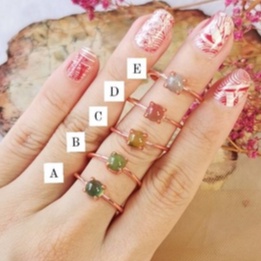 Moss Agate Droplet Ring