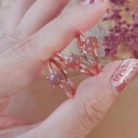 Moss Agate Droplet Ring