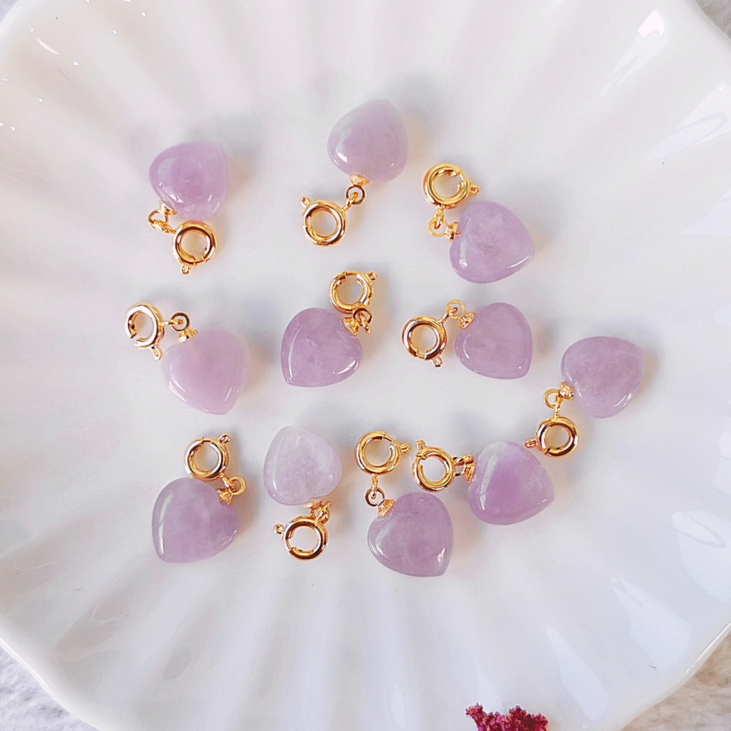 Rose Quartz, Lavender Rose Quartz, Kunzite and Faceted Clear Quartz Heart Charmies 