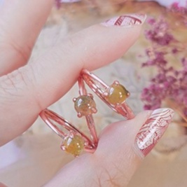 Moss Agate Droplet Ring