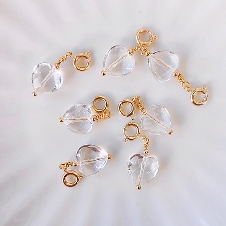 Rose Quartz, Lavender Rose Quartz, Kunzite and Faceted Clear Quartz Heart Charmies 