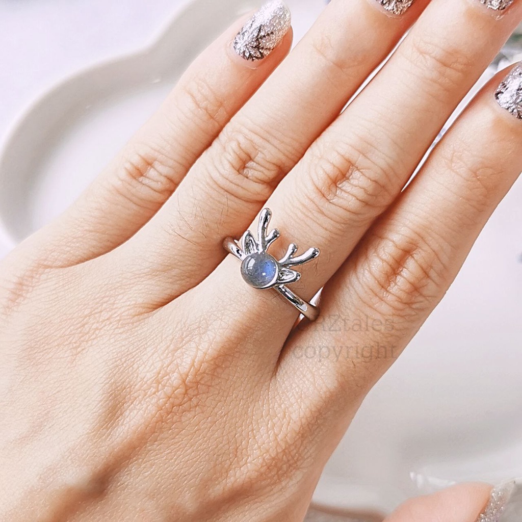 Labradorite Reindeer Bead, Golden Rutile Dove Bead, Citrine Rose Carving Bead Ring