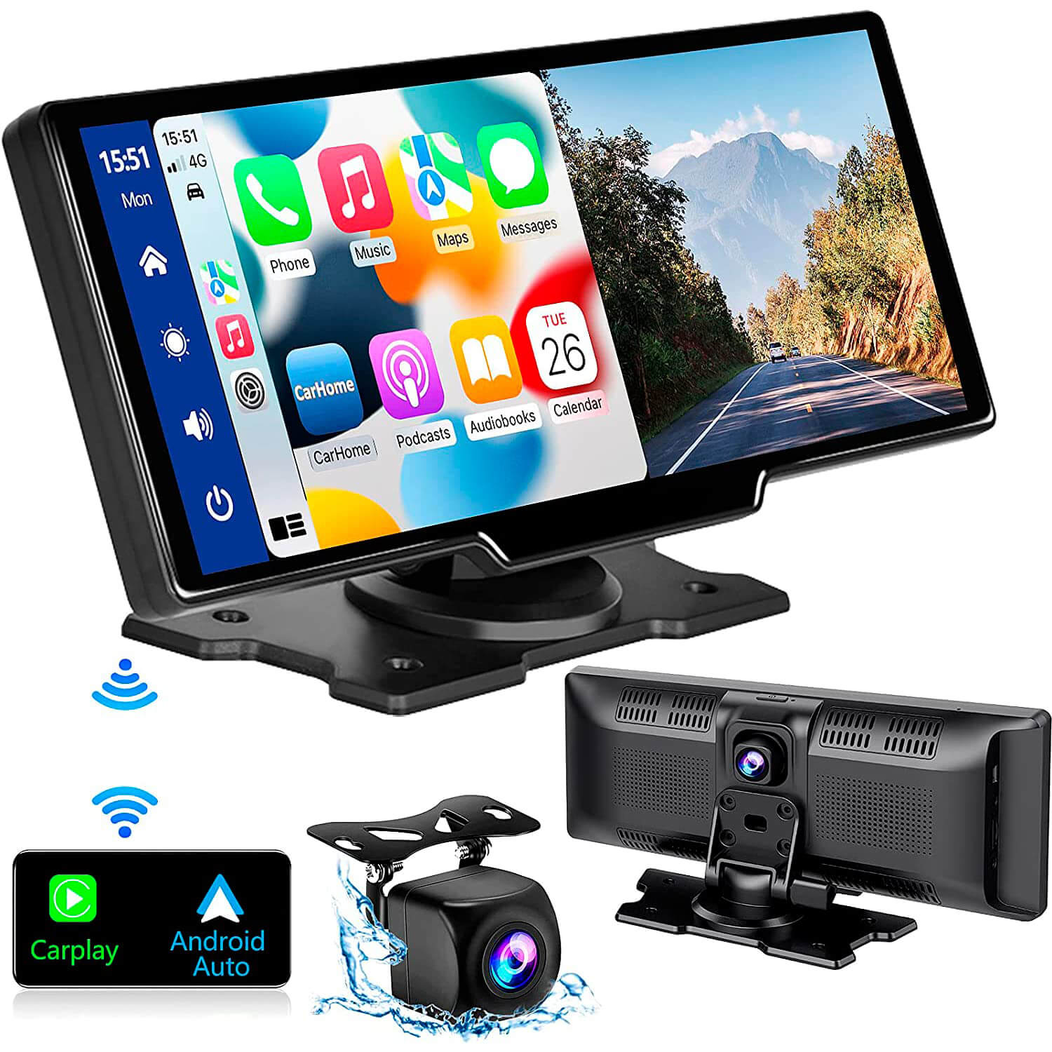 OTTOCAST Wireless CarPlay Adapter & Ottoscreen 7'' Portable Car Stereo