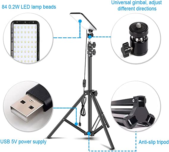 Foldable LED Fishing Light, Outdoor Lamp with Stand, Portable USB Charging, Long Lasting, Water Resistant Floor Lights for Garden, Patio, Camping, Tent, Reading or Living Room