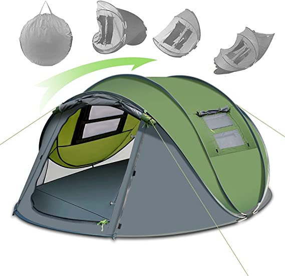 Pop Up Tent   Easy Pop Up Tents for Camping with Vestibule,  Waterproof Instant Setup Popup Tent Big Family Camping Tents Beach Pop-up Tent Space for 2/3/4/5 People with Carrying Bag