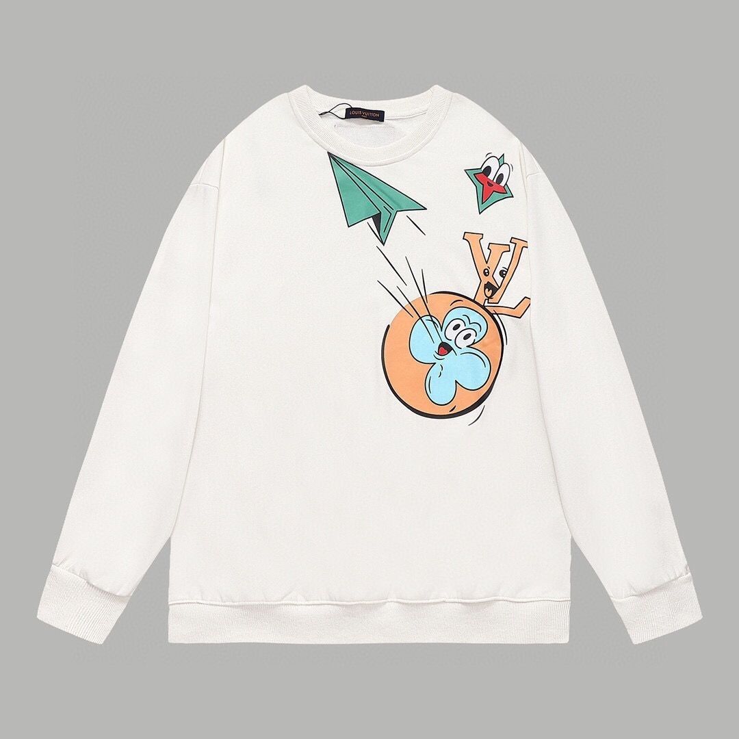 LOUIS VUITTON パーカー ブランド ルイ・ヴィトン ロゴ トップス プリント かわいい 男女兼用