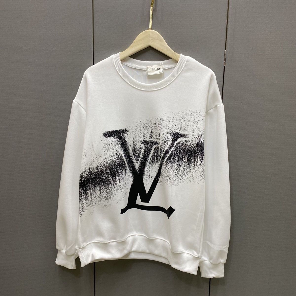 LOUIS VUITTON パーカー ルイ・ヴィトン 丸襟  手描き落書きロゴ プリント パーカー 男女兼用