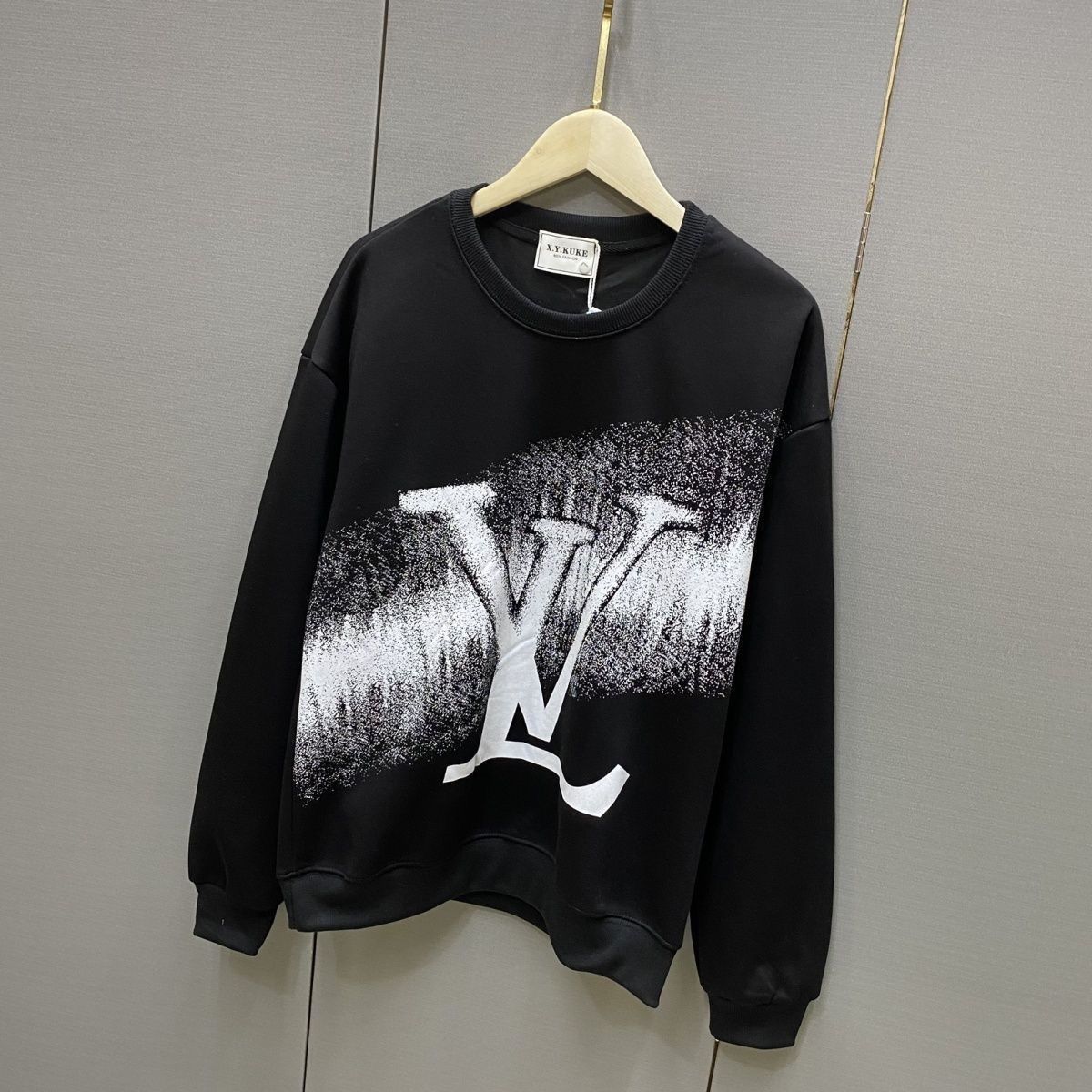 LOUIS VUITTON パーカー ルイ・ヴィトン 丸襟 手描き落書きロゴ プリント パーカー 男女兼用