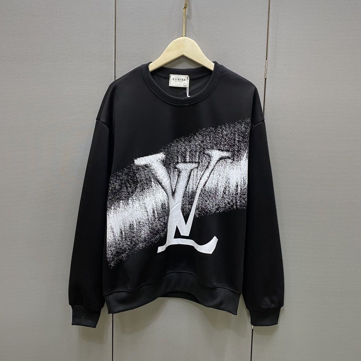 LOUIS VUITTON パーカー ルイ・ヴィトン 丸襟 手描き落書きロゴ プリント パーカー 男女兼用