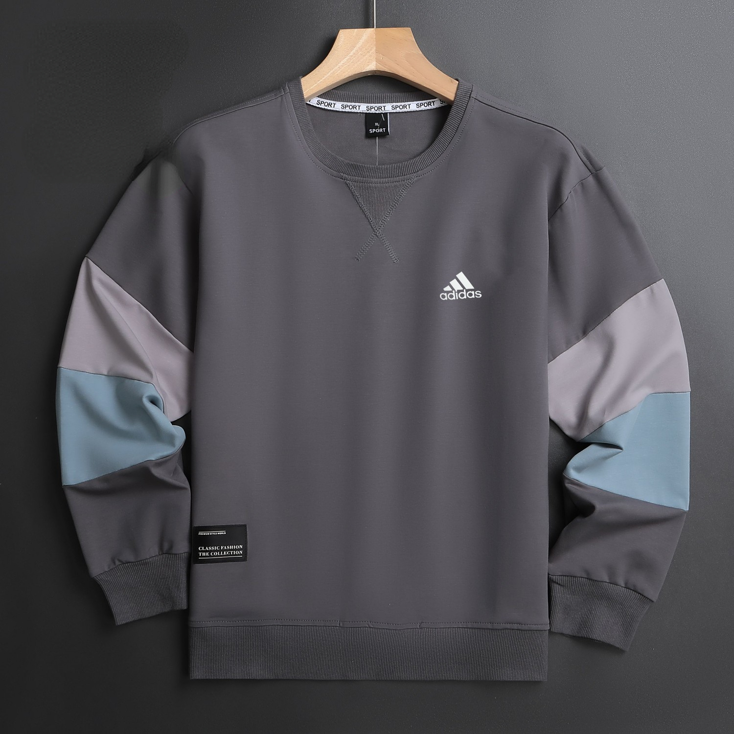 NIKE ADIDDS 2024秋 メンズスウェット クル 260g ブラック ダークグレー ライトグレー ブルー XL-5XL