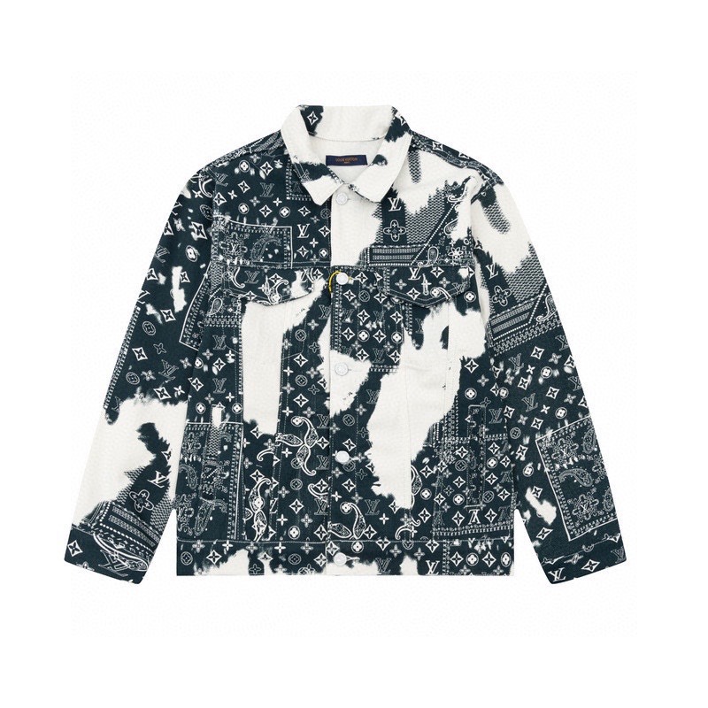 LOUIS VUITTON ブルー カシュー プリント ロゴ絞り染めデニムジャケット 46.48.50.52