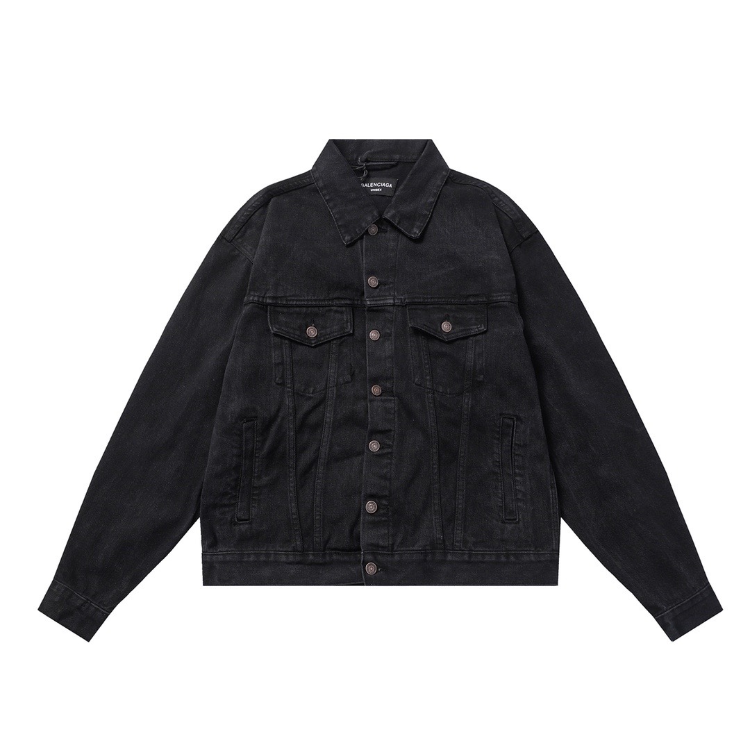 Balenciaga 23年新刺繍ラミネート文字カデニムジャケット ユニセックス