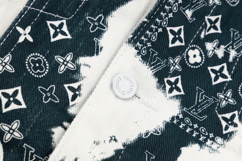 LOUIS VUITTON ブルー カシュー プリント ロゴ絞り染めデニムジャケット 46.48.50.52