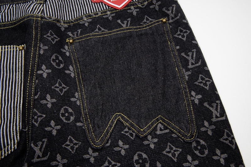 LOUIS VUITTON 構造スプライシングとフラワープリントを施したNIGO2共同ブランドのデニムズボンM-2XL