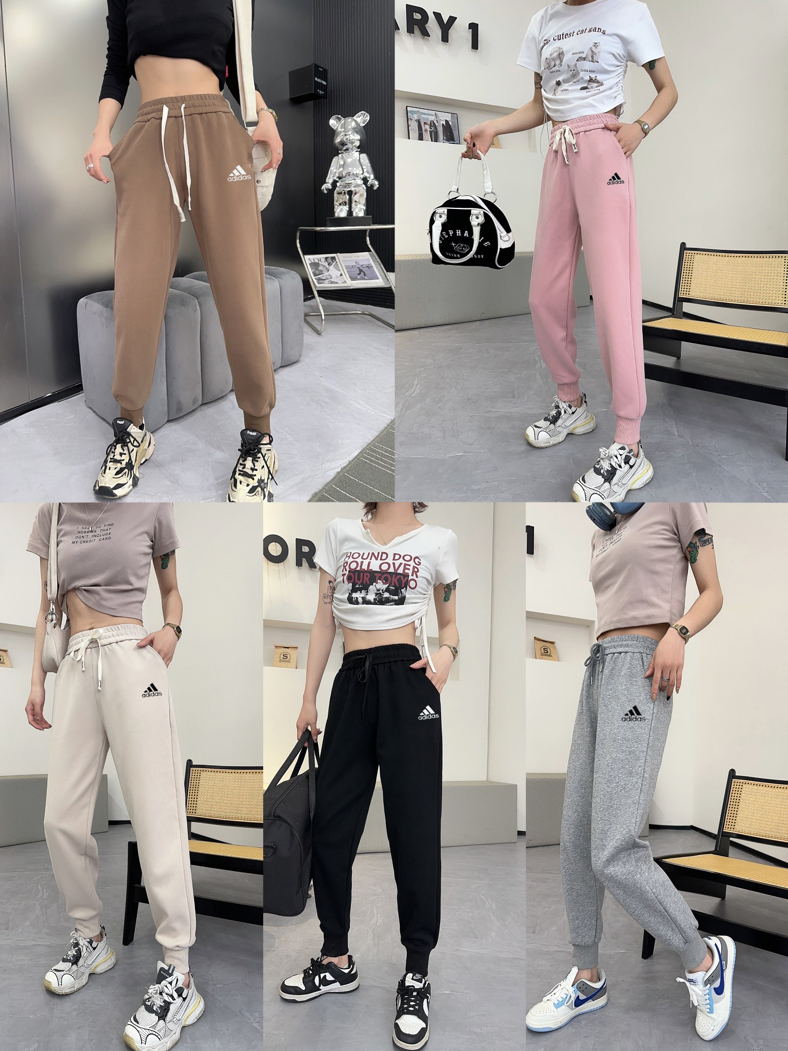 NIKE ADIDDS 2024秋 レディース ズボン 360g ブラック ベージュ ブラウン ピンク グレー  L-3XL